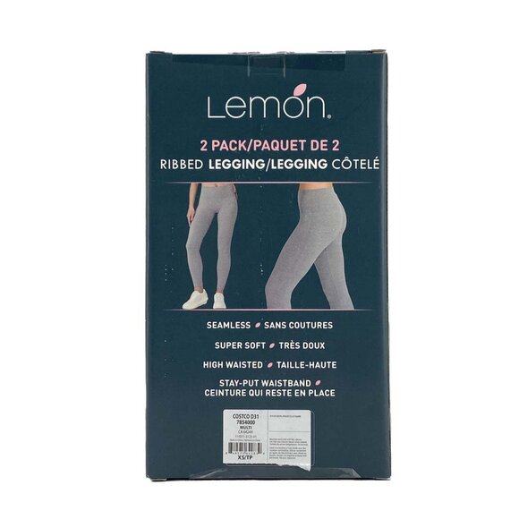 Lemon Women's Ribbed Leggings: 2 Pack / Size XSmall - Picture 2 of 3